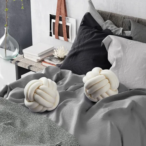 Miniatura 8 de Namalu 2 piezas de almohada bola de nudo suave, cojines decorativos redondos anudados, almohadas de bola rellenas hechas a mano para dormitorio