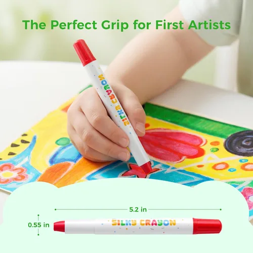 Miniatura 4 de Crayones sedosos, 12 colores de crayones para bebés de 1 a 3 años y niños de 4 a 8 años, fácil agarre con 150 páginas PDF y pincel, suministros