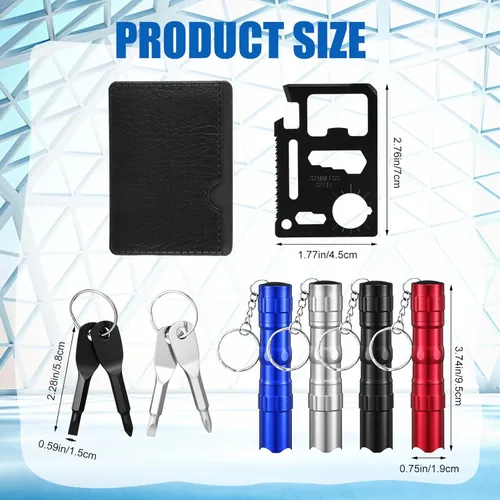 Miniatura 2 de Glooglitter 24 piezas de regalos pequeños para hombres, juego de mini destornillador, linterna, llavero, juego de multiherramientas para empleados