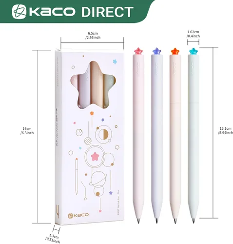 Miniatura 9 de Kaco FIRST Bolígrafos de gel lindos de papelería, tinta negra, 0.7 mm de punta media, bonitos bolígrafos con estrellas para diarios