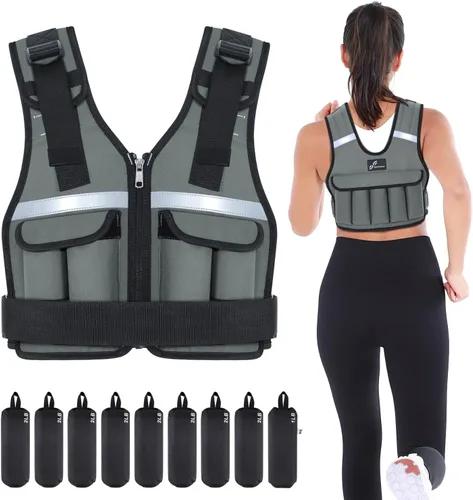 Miniatura 16 de Sportneer Chaleco con Peso Ajustable Pesos: 2-18 lbs/2-40 lbs Chaleco de Peso Lavable para Caminar 16 en 1 Chaleco de Ajuste Rápido para Rucking