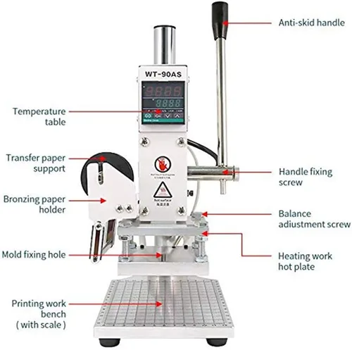 Miniatura 3 de YUNSHINE Máquina de estampado de prensa en caliente de 110 V, impresora de control de temperatura manual para fabricante de tarjetas de papel