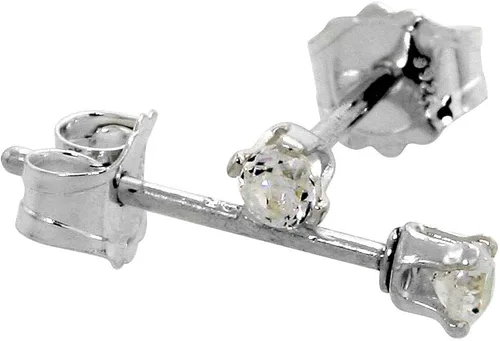 Miniatura 2 de Pendientes de tuerca de plata de ley con circonita cúbica de 0.079in para cartílago, para mujeres, 4 puntas de 0,06 ctpr