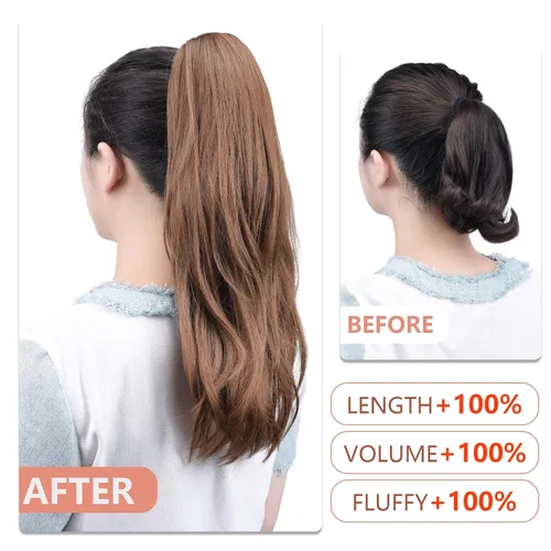Miniatura 176 de Extensiones de cola de caballo de cabello rubio, extensiones de cola de caballo para mujer, pinza de extensiones de cabello rizado de 12 pulgadas