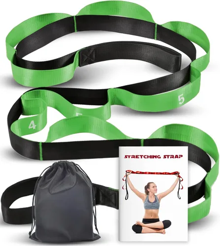Acozycoo Correa de estiramiento con 10 bucles, correa de yoga para terapia física, entrenamiento en casa, entrenamiento de pilates y flexibilidad,