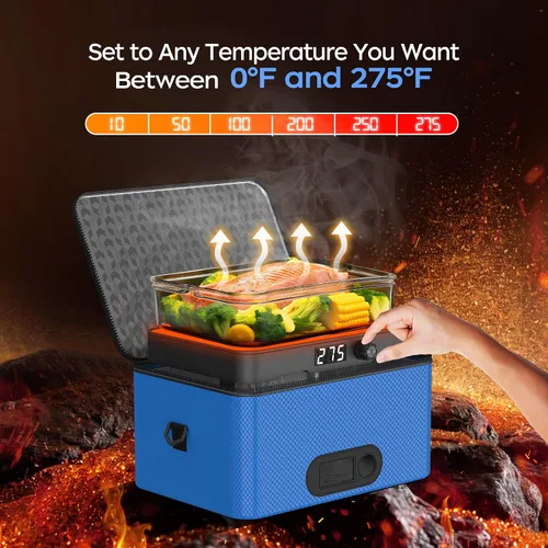 Miniatura 2 de Horno portátil, calentador de alimentos portátil para automóvil de 12 V, 24 V, 110 V-240 V, horno personal mini eléctrico con lonchera