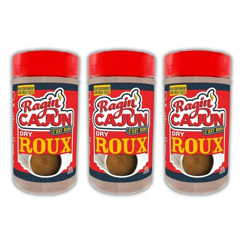 Auténtico Dry Roux Ragin' Cajun de 8 onzas (paquete de 3) – Ingrediente esencial para Gumbo y creaciones sabrosas – Sin grasa – Perfecto para