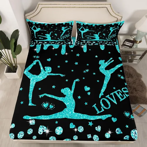 Miniatura 42 de Erosebridal Sábana bajera ajustable de gimnasia con bolsillo profundo para niñas y niños, tamaño individual, juego de ropa de cama deportiva