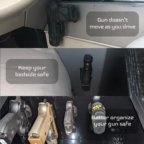 Miniatura 3 de GMW Gun Magnet [2-Pack] 30 lbs. Rating Magnetic Gun Mount HQ Rubber Coated Gun Magnet Buckler Series for Car, Truck, Desks, Safes, and Walls