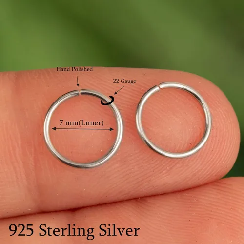 Miniatura 133 de Aretes de aro de oro de plata – Aretes de aro para mujer, dos piezas de aros de plata fina rellenos de oro, aro de hélice, anillo de tragus, aro