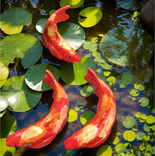 Miniatura 6 de Koi Fish Decor Garden: 3 piezas de escultura de pez Koi de resina, estatua de peces de jardín con estaca, para exteriores, patio, césped, estanque