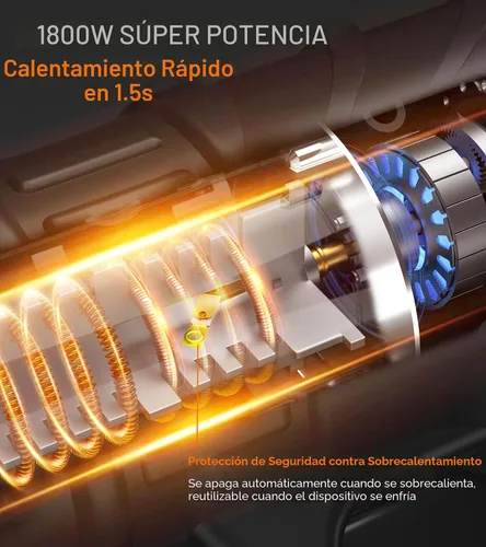 Miniatura 3 de Pistola de calor de 1800 W, calentamiento rápido, 122℉-1202℉, pistola de aire caliente resistente, control de temperatura variable, protección