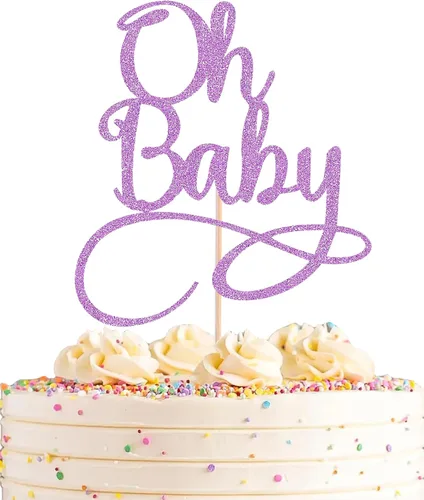 Miniatura 11 de Oh Baby Cake Topper – Suministros de decoración de pastel de fiesta de cumpleaños con purpurina negra, para baby shower/revelación de género, fiesta