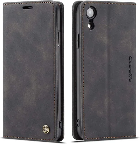 QLTYPRI Funda para iPhone XR Vintage PU Cuero Wallet Case TPU Bumper [Ranuras para tarjetas] [Soporte manos libres] [Cierre magnético] Funda a