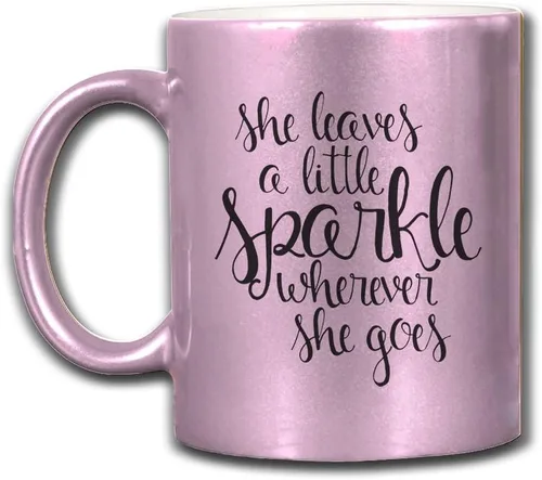 Miniatura 2 de Style In Print She Leaves Little Sparkle Wherever She Goes #1 - Taza metálica de cerámica, color rosa