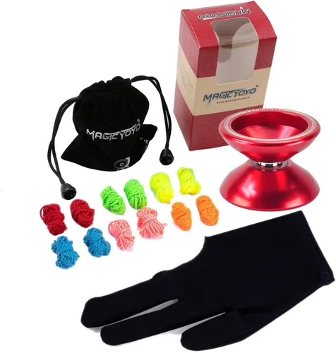 Miniatura 3 de Magicyoyo T5 Overlord Professional Yoyo Yoyo de aleación con 12 cuerdas de yoyo, bolsa de yoyo, guante, regalo de Navidad para niños (rojo)