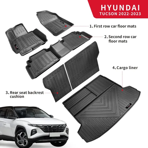 Miniatura 2 de Alfombrillas personalizadas para Hyundai Tucson 2022, 2023, 2024, 2025, 2026, juego completo de alfombrillas de protección de goma TPE para todo