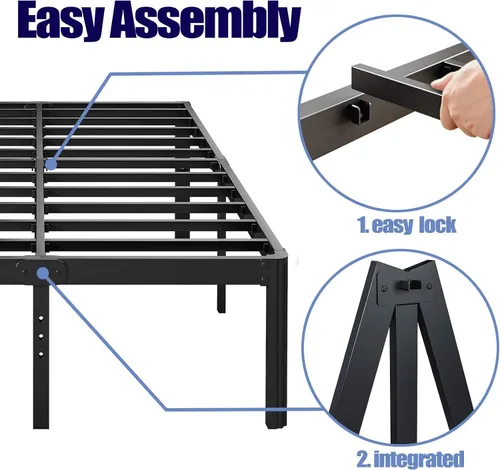 Miniatura 4 de Hunlostten Armazón de Cama King de 14 pulgadas de Alto Sin Necesidad de Somier, Armazón de Cama Plataforma King de Servicio Pesado con Esquinas