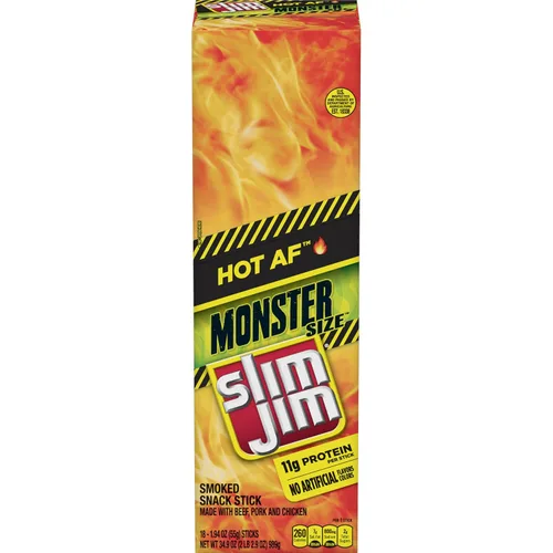 Miniatura 9 de Slim Jim Monster - Palitos de carne ahumada, sabor a coney de queso con chile sónico, alto contenido de proteínas, regalo de carne y queso