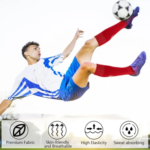 Miniatura 4 de ZXOLDZX 9 pares de calcetines de fútbol acolchados hasta la rodilla para hombres, jóvenes y niños