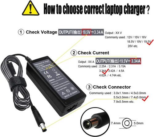 Miniatura 3 de Cargador adaptador de CA de 19.5V 3.34A 65W compatible con Dell inspiron 15R N5010 N5110 N7010 N4010 5521 5537 15 3520 3521 3531 3537 14 3421 5421 1