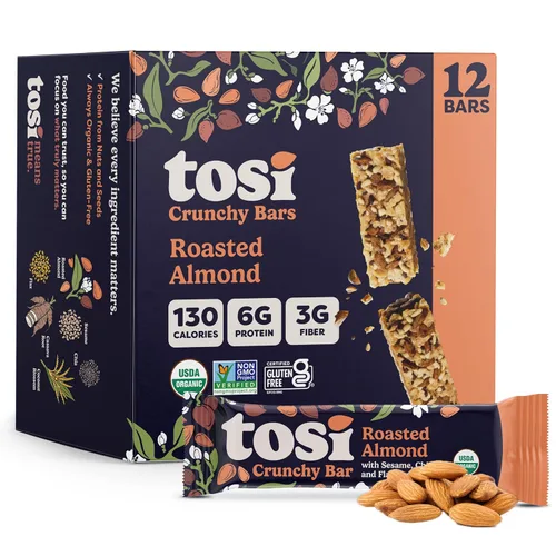 Miniatura 13 de Tosi Barras de nueces, almendra y arándano, aperitivos saludables para adultos y niños, barras crujientes a base de plantas (6 G de proteína)