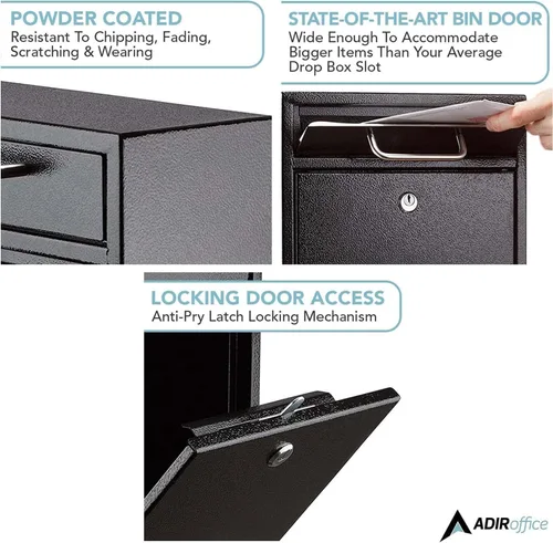 Miniatura 7 de AdirOffice contenedor con traba - Buzón de correo montado en pared., negro, 631-04-BLK