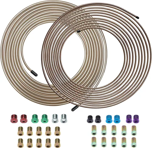 Miniatura 7 de Kit completo de línea de freno de aleación de cobre y níquel de 25 pies 1/4 de repuesto (incluye 16 accesorios), fácil de doblar, pared .028, rosca