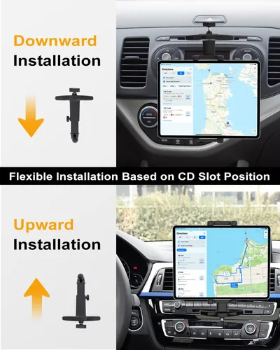 Miniatura 4 de Soporte para tablet con ranura para CD de automóvil con brazo ajustable, rotación universal de 360° para camión, reproductor de CD y tableta