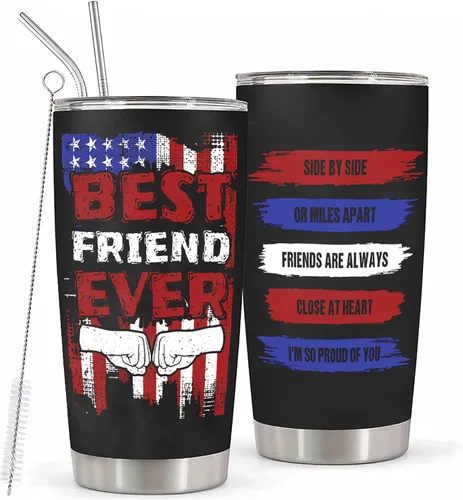 Regalo para un amigo – Vaso de acero inoxidable con la bandera estadounidense de 20 onzas para hombres – Regalo de cumpleaños para hombres – Regalos