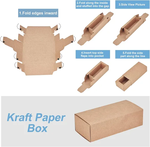 Miniatura 6 de BENECREAT Caja de embalaje de papel kraft marrón, 12 unidades, 4.8 x 2 x 1.5 pulgadas, caja de regalo de cartón para lápiz labial, botella de aceite