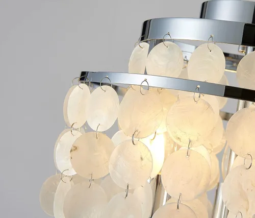 Miniatura 9 de AGV LIGHTING CL008S Capiz Seashell Lámpara de Techo, Montaje al Ras, D13 x H15, 3 Luces, Marco con Acabado Cromado; Perfecto para Sala de Estar