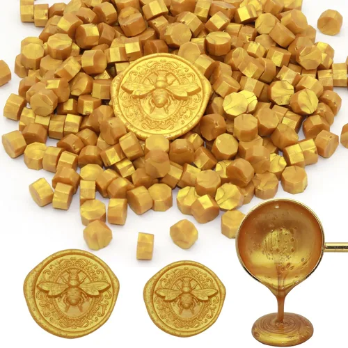 Miniatura 23 de 250 unidades de cuentas de cera de sello doradas antiguas, cuentas de cera premium de Andotopee para sellos de sellos, paquete de repuesto de perlas