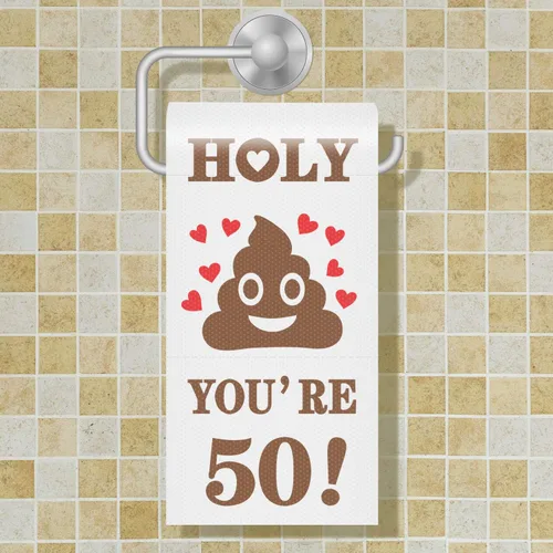 Miniatura 2 de Papel higiénico de 50 cumpleaños para hombres y mujeres, divertido regalo de broma de 50 cumpleaños, papel higiénico novedoso, regalo
