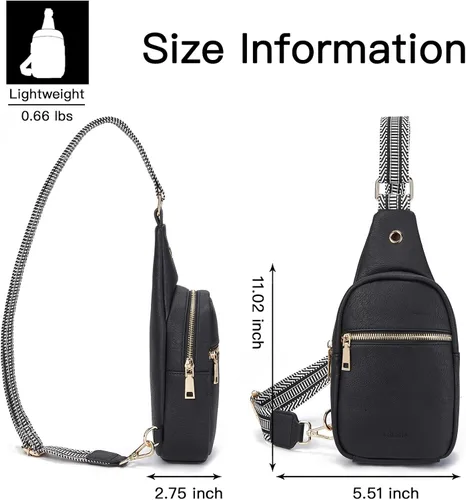 Miniatura 6 de Telena Riñonera pequeña para mujer, de cuero, cangureras, bolsa de pecho para mujer