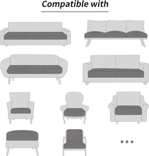 Miniatura 6 de Fuloon Fundas impermeables para cojines de sofá, fundas elásticas para asientos de sofá, protector de muebles lavable sólido adecuado para sillón