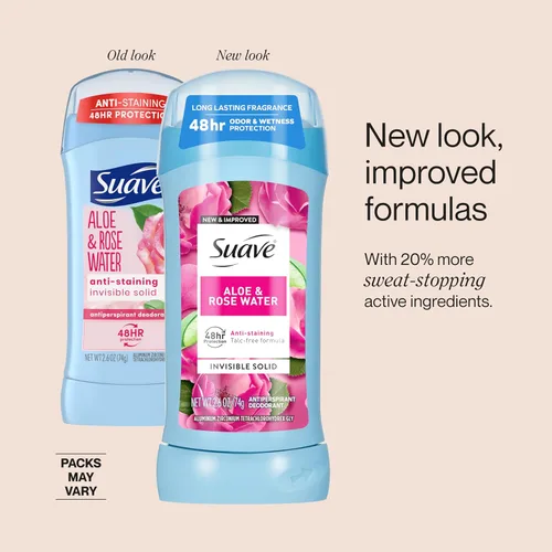 Miniatura 4 de Suave Desodorante antitranspirante para mujeres, desodorante invisible para las axilas, protección contra olores y humedad, aloe y agua de rosas
