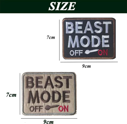 Miniatura 2 de 2PCS Parches Beast Mode On, Parche Divertido con Gancho y Velcro, Insignia de Bordado Completo para Chaleco Arnés de Perro y Gorras Bolsas Chalecos