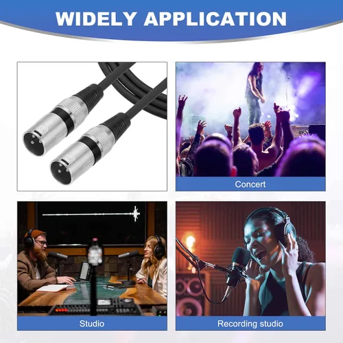 Miniatura 6 de MECCANIXITY Cable de micrófono XLR macho a macho de 2 pies y 3 pines, adaptador profesional de audio XLR, cables de micrófono para sistemas PA