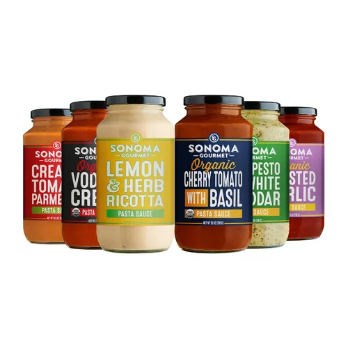 Sonoma Gourmet Paquete variado de salsa de pasta, 6 sabores: ricotta de hierbas de limón, crema de vodka, pesto de col rizada, tomate parmesano