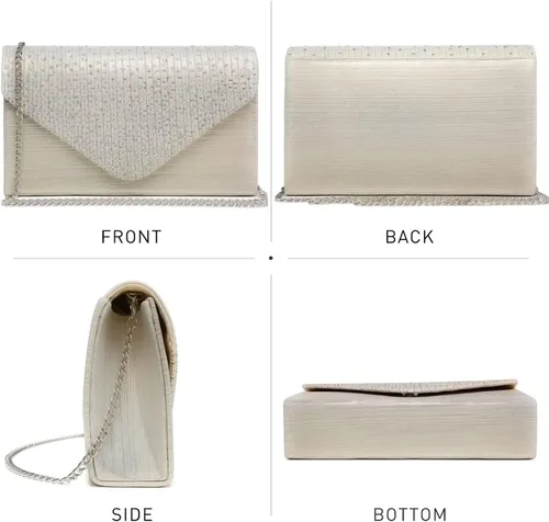 Miniatura 3 de Dasein Bolso de mano con satén satinado para mujer, tipo embrague, para noche, bandolera, bolsos, fiesta, graduación, boda, sobre