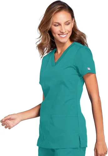 Miniatura 3 de Cherokee WW645 - Camiseta médica con cuello en V para mujer, moderna y clásica, con 3 bolsillos, lazo para instrumentos y tela resistente a