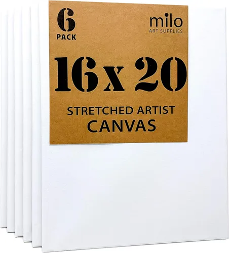 Miniatura 7 de milo Lienzo estirado para artista, 16 x 20 pulgadas, paquete económico de 6 lienzos para pintura, imprimado y listo para pintar, suministros de arte