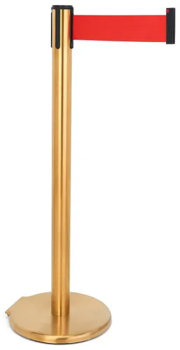 Miniatura 13 de QueuePole.Deluxe - Puntal de control de multitudes de 41 pulgadas con barrera retráctil de 10 pies, poste dorado, cinturón negro (RCCDXBZBK)