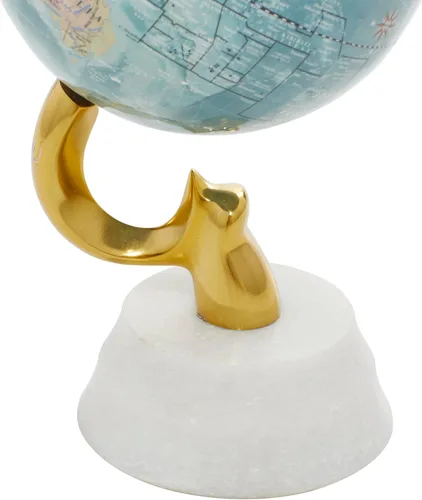 Miniatura 2 de Deco 79 Globo de aluminio con base de mármol, 5 "x 5" x 10 ", azul