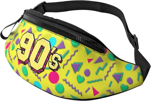 Riñonera con patrón sin costuras de los años 80 y 90 estilo Memphis para hombres y mujeres, cintura informal ajustable para viajes, fiestas,
