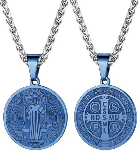 Miniatura 33 de U7 Saint Benedict/Michael Medal Necklace, 316L Stainless Steel Virgin Mary Necklace for Men Women, Bible Verse Protection Necklace Catholic