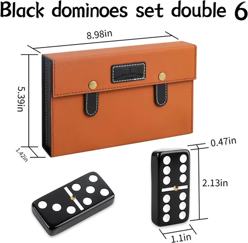 Miniatura 2 de Bucher&Rossini Juego de Dominó Doble 6 - Juego Clásico de Dominó Negro para Adultos y Niños, Idea de Regalo para Jugadores de Dominó o Noche