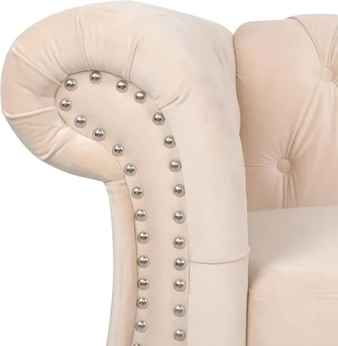 Miniatura 4 de RARZOE Chesterfield - Sillas contemporáneas de terciopelo Chesterfield, silla de club de terciopelo, silla Chesterfield con brazos enrollados