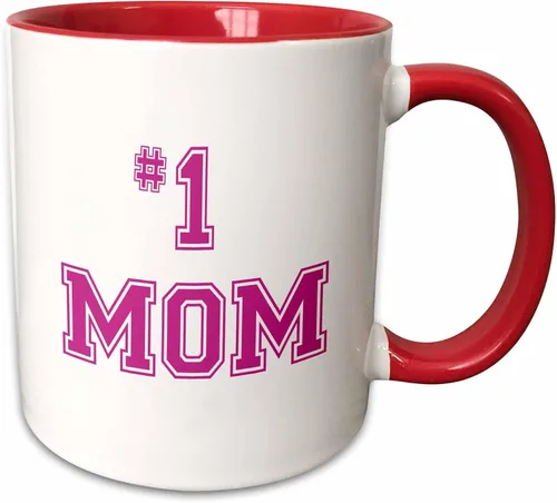 Miniatura 10 de 3dRose mug_151622_4 #1 Mom Number One Mom in Hot Pink - Taza negra de dos tonos, 11 onzas, color negro y blanco
